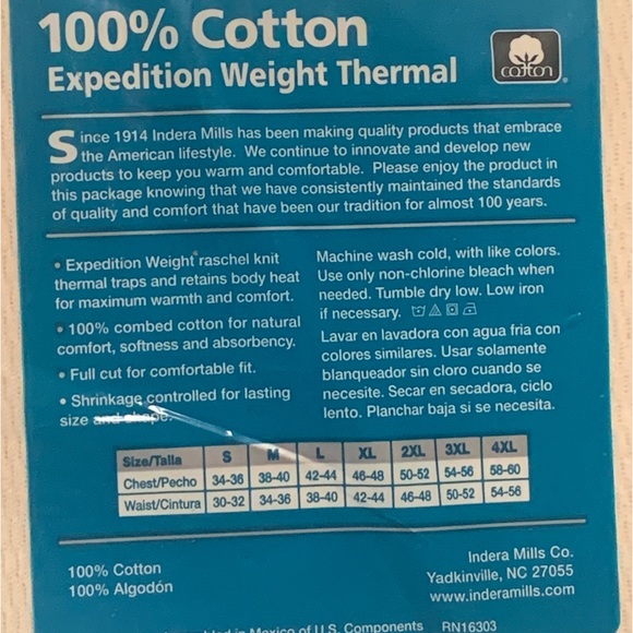 Indera 100% Cotton Expedition Weight Military Issue Thermal Shirt. Size M. New! - Picture 8 of 10